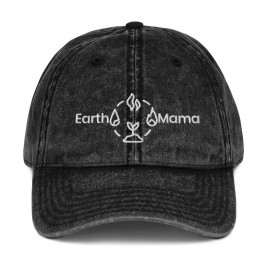 "Earth Mama" Vintage Effect Washed-Out  Cap - Baseball Hat Style - Multiple Colors - 100% Cotton Twill